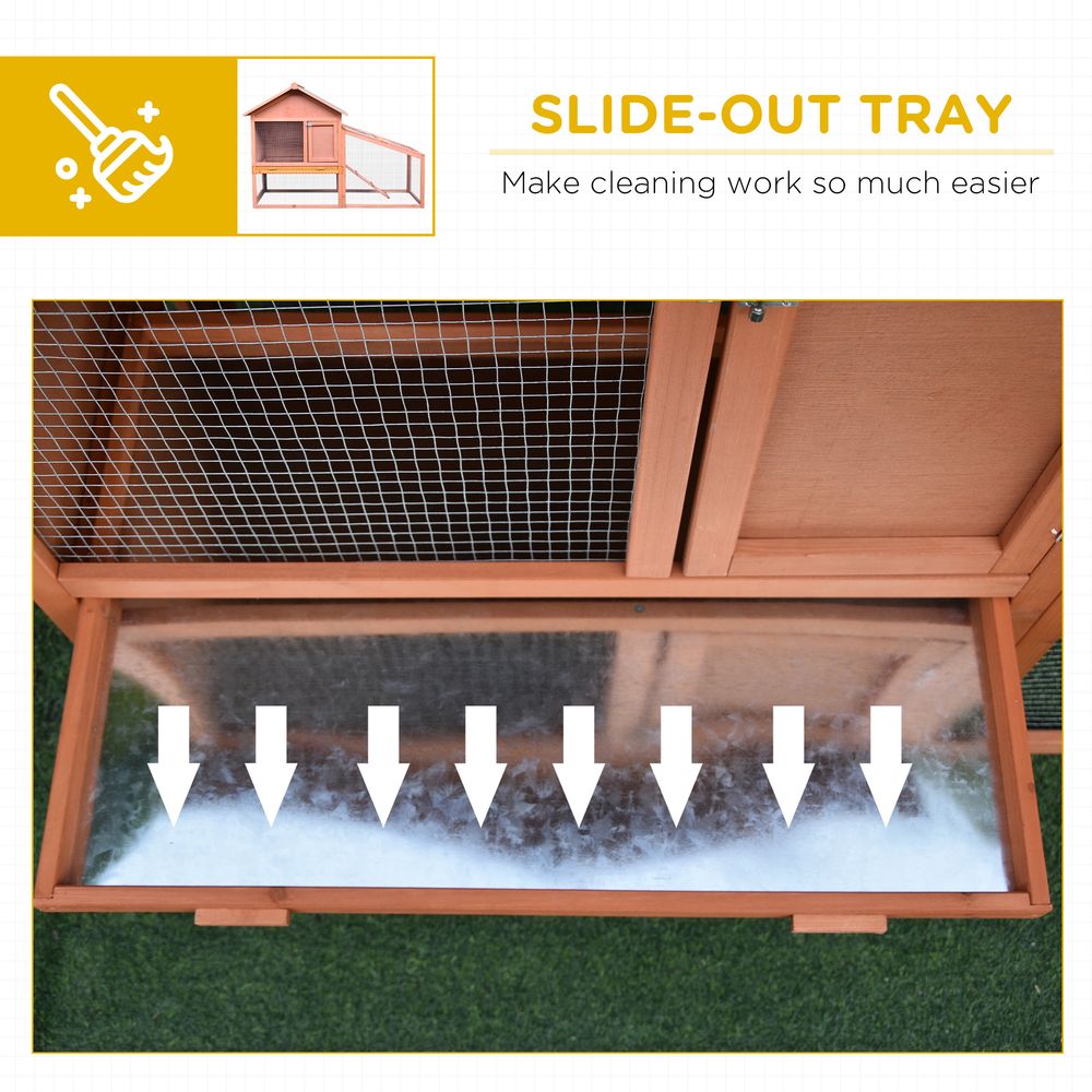 Pawhut 2-Tier Solid Wood Rabbit Bunny Guinea Pig Hutch Water Resistant Asphalt Roof Ramp Sliding Tray, 144 x 64.5 x 100 cm, 15 kg
