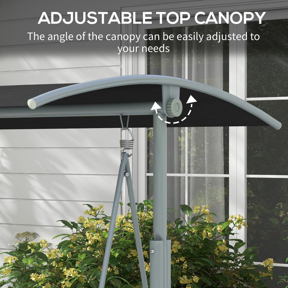Outsunny 2 Person Patio Swing w/ Table & Storage - Black. Strong, Comfortable, Weather-Resistant. Easy Assembly. 220kg Capacity