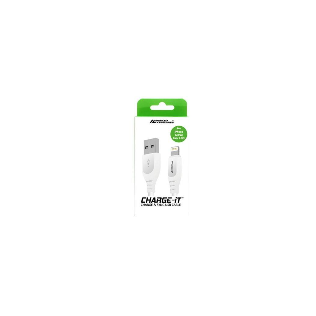 Advanced Accessories 1 Metre Lightning to USB Cable (iPhone)- White
