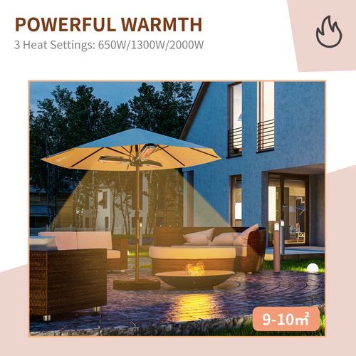 Outsunny Electric Parasol Heater Infrared Quartz 2000W Outdoor Umbrella mounted