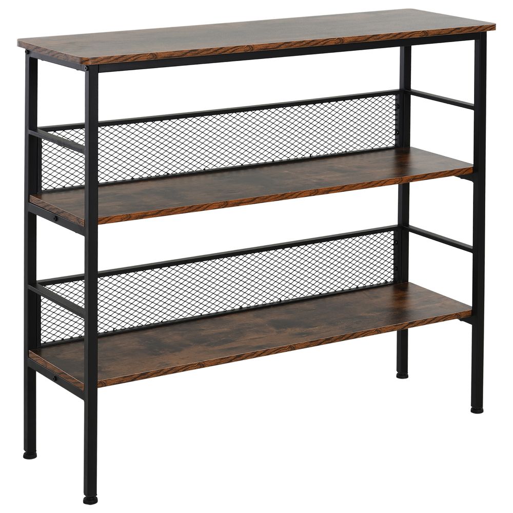 Industrial 3-Tier Display Shelf - Brown MDF | Stable, Stylish, Organized | Perfect for Home or Office