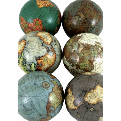 Set of 6 x 3 Inch Decorative Globes In Assorted Colours