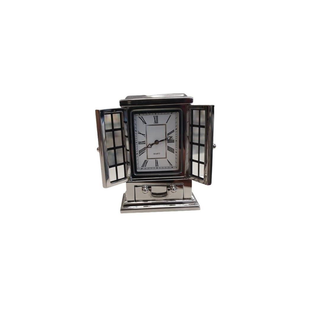 Miniature Clock Rectangle Silver Plated Solid Brass IMP40S - CLEARANCE NEEDS RE-BATTERY