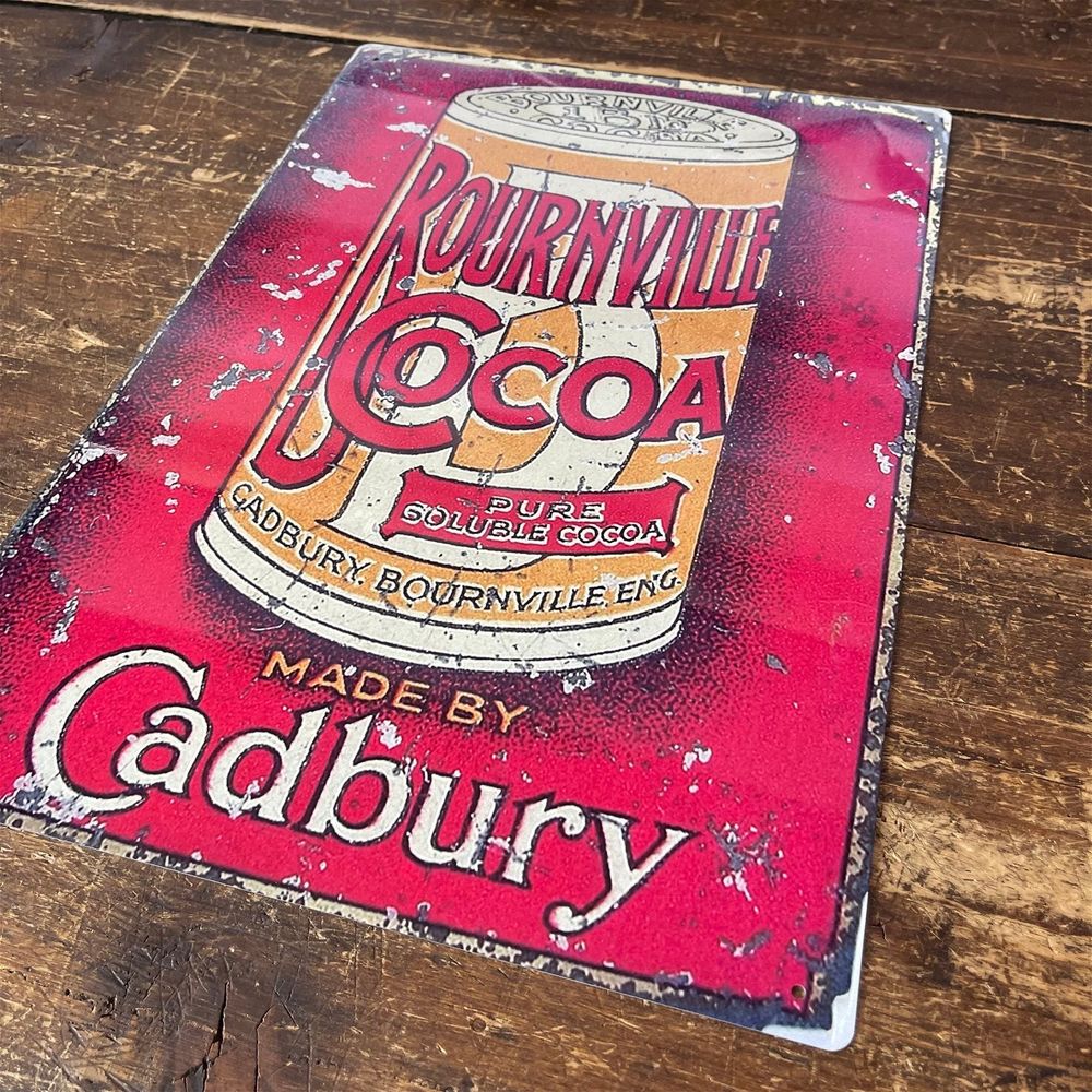 Premium Vintage Metal Sign - Retro Cadbury Bournville Cocoa Ad - High Quality Reproduction
