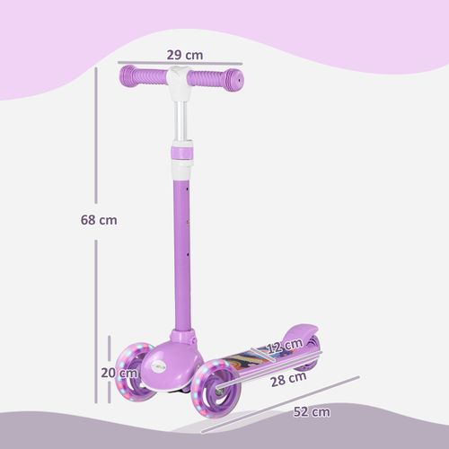 AIYAPLAY Kids 3 Wheel Scooter for 2-6 Years Old w/ Adjustable Height, Purple