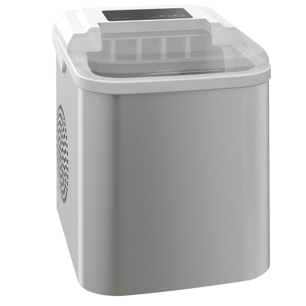 HOMCOM Portable Ice Cube Maker 12Kg/24 Hrs, 9Cubes/6-13Mins, 2 Cube Sizes