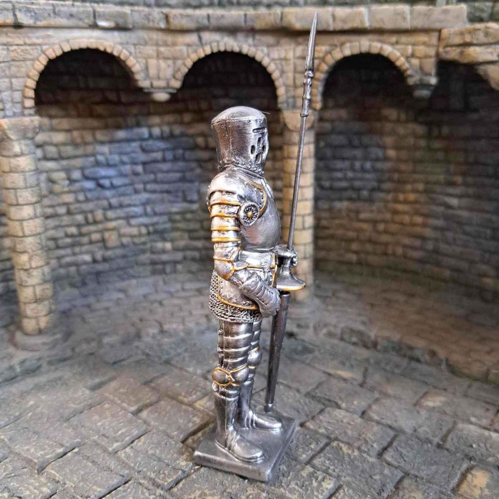 Jousting Knight Solid Metal Sculpture 13.5cm height Figure