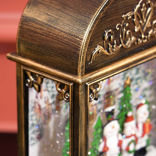 HOMCOM Christmas Snow Globe with Lights and Music for Party, Bronze Tone