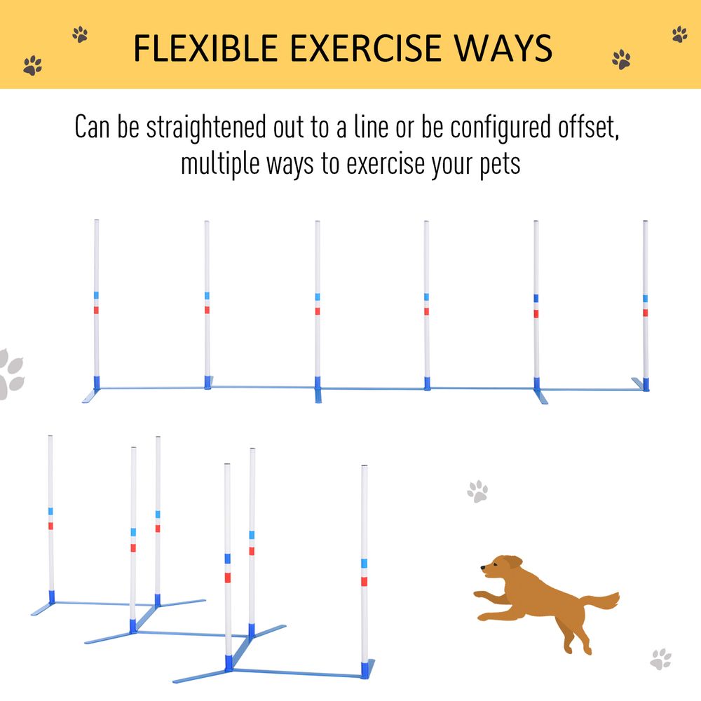 PawHut Adjustable Dog Agility Training Obstacle Course Set with Weaves Poles Storage Bag for Pet Dogs Outdoor Games Exercise