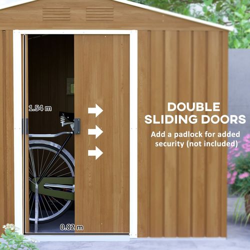 Outsunny 8 x 6ft Garden Storage Shed with Double Door Chocolate Wood Effect