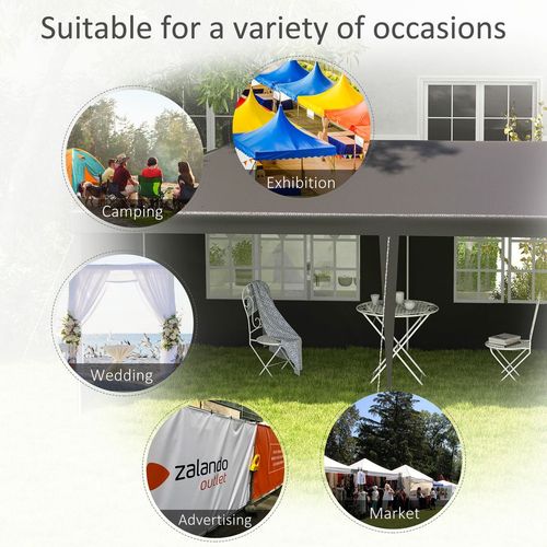 6m x 3m Garden Gazebo Marquee Canopy Party Tent Canopy Patio Dark Grey