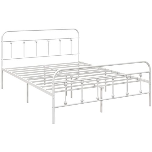 HOMCOM 4ft Metal Double Platform Bed Frame w/ Underbed Storage Headboard