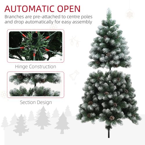 HOMCOM 5ft Artificial Pine Christmas Tree with Pinecones, Steel Base