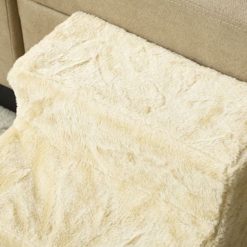 PawHut Three-Step Portable Dog Stairs with Washable Plush Cover