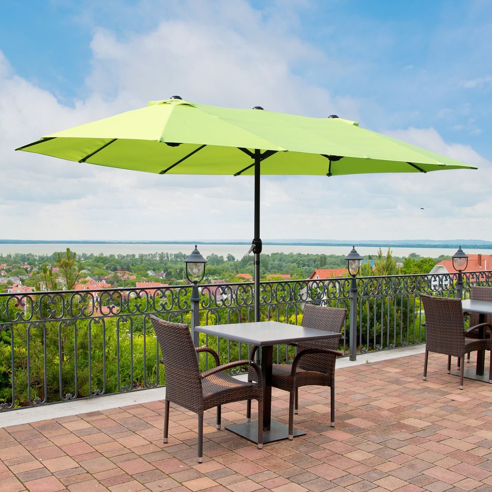 Outsunny 4.6m Double-Sided Patio Parasol Umbrella - UV Resistant, Easy Crank Lift - Perfect for Enjoying the Sun!