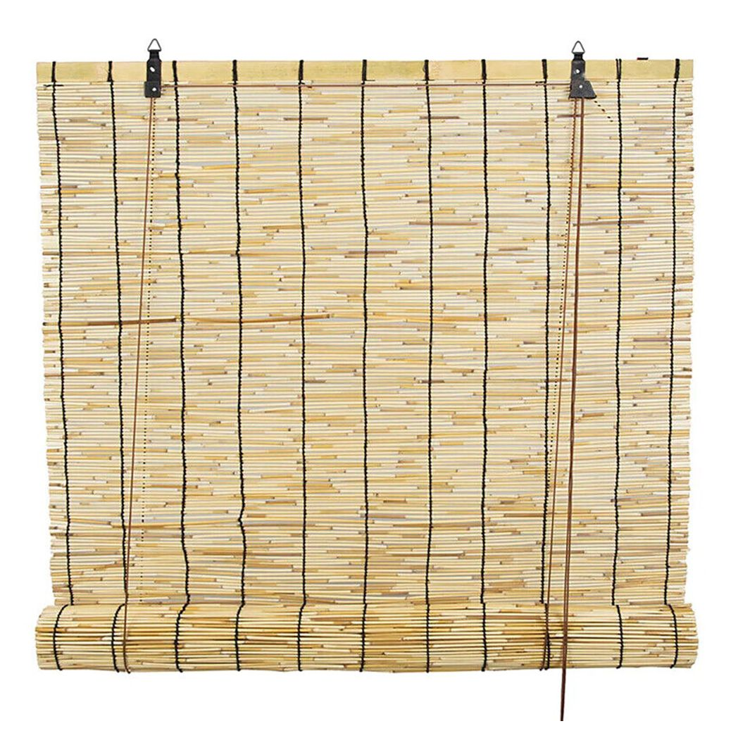 Door Curtain Roller Blinds Bamboo Daynight Window Sunscreen Drape Privacy Blinds