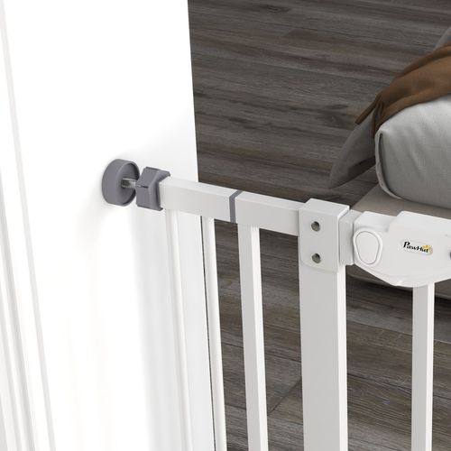 PawHut Extra Tall Dog Gate with Cat Door Auto Close for Stairs 74-101 cm Wide