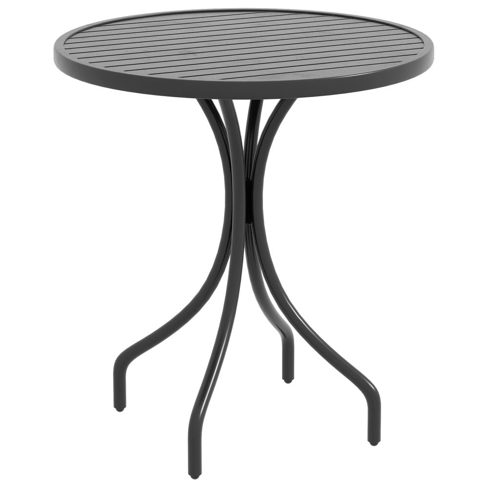 Premium Outsunny Round Garden Table - High-Quality Steel Frame, Slat Top - Guaranteed Durability