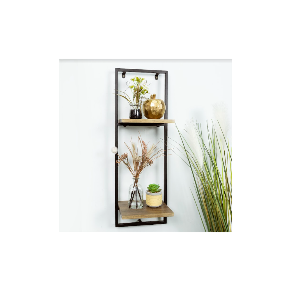 SHLEDECOR Narrow 2 Tier Steel Wall Shelf. Wall Shelves Display Hanging. Shelf Unit Wall Bookshelf