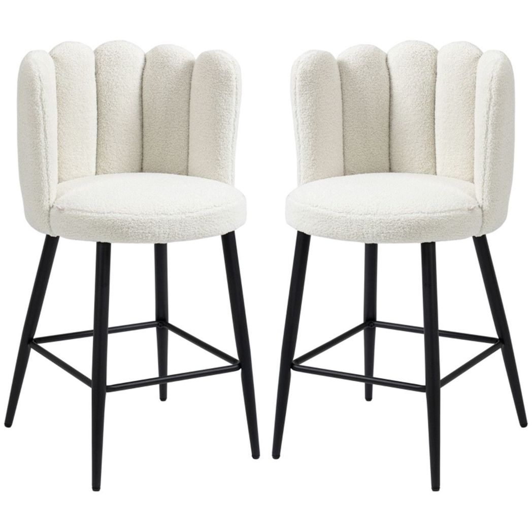 Set of 2 Bar Stools | Dining Chairs | Office Chairs | Cream White