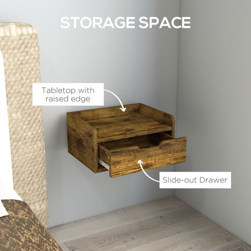 HOMCOM Floating Nightstand Set of 2, Nightstand with Drawer
