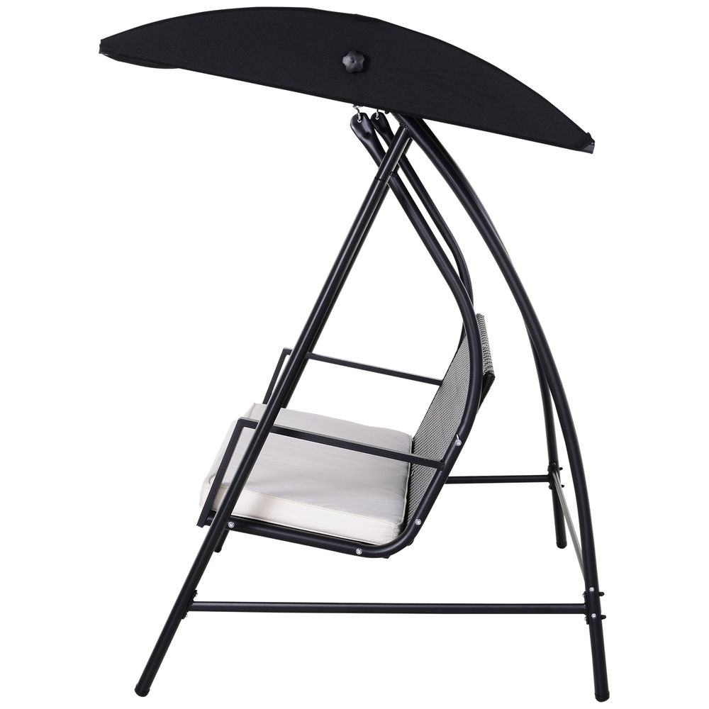 Luxury 3-Seater Rattan Garden Swing Chair in Black - Weatherproof, UV Resistant, Adjustable Sunroof - High Quality & Easy Assembly