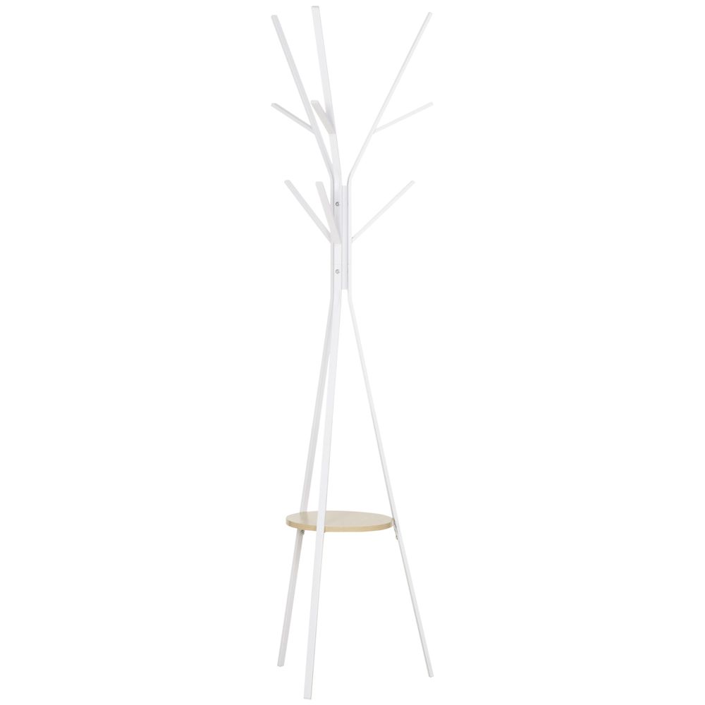 Premium 180cm Metal Coat Rack - Sturdy & Stylish Hall Tree with 9 Hooks - White