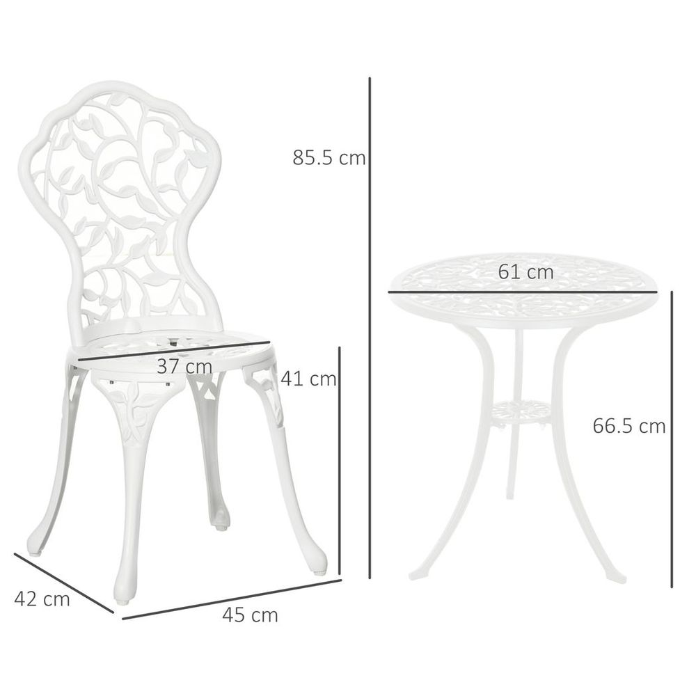 Outsunny Aluminium Bistro Set: Coffee Table + Chair - Outdoor Dining at its Best