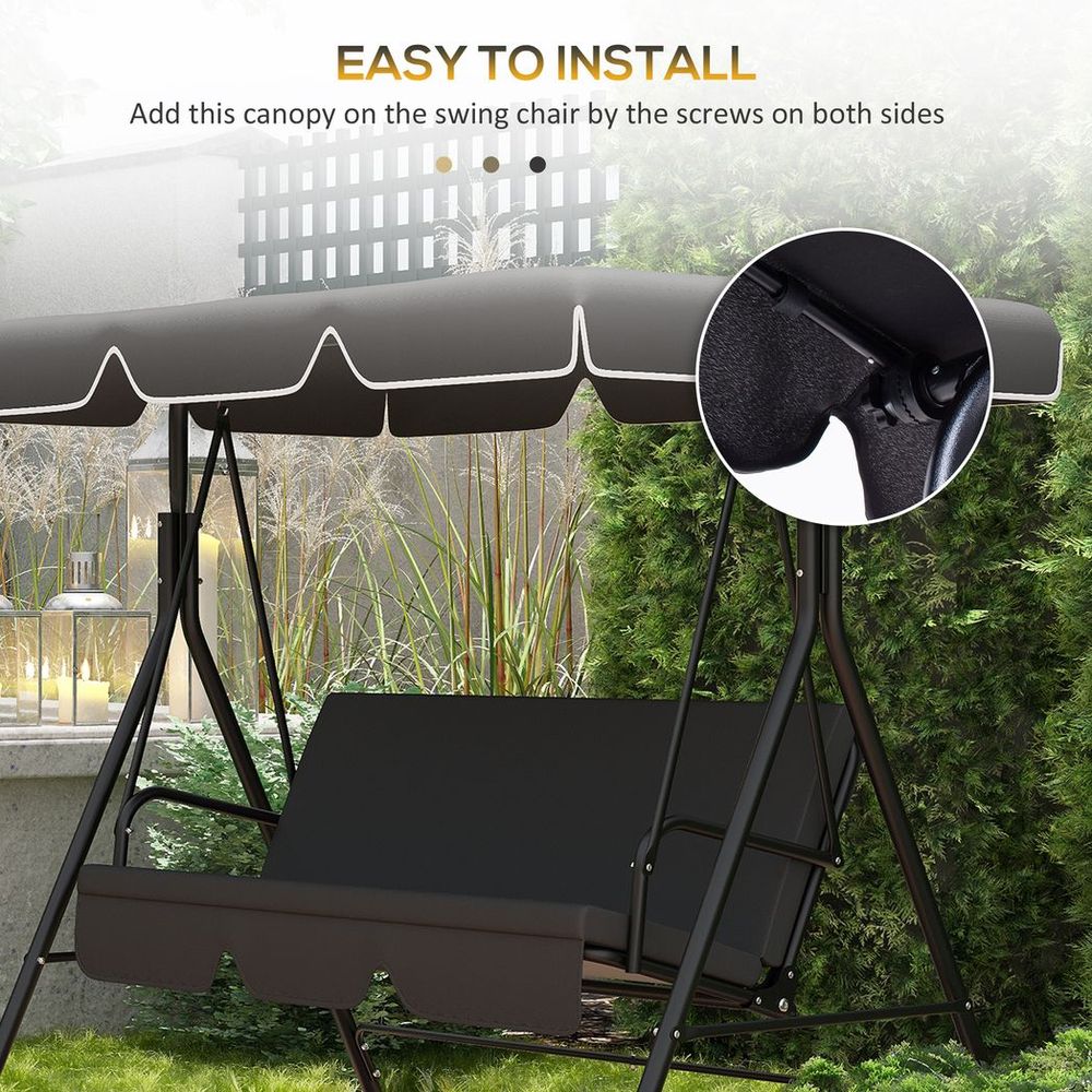 Premium Black 2 Seater Garden Swing Canopy - UV50+ Protection, Easy Installation - 200g Polyester