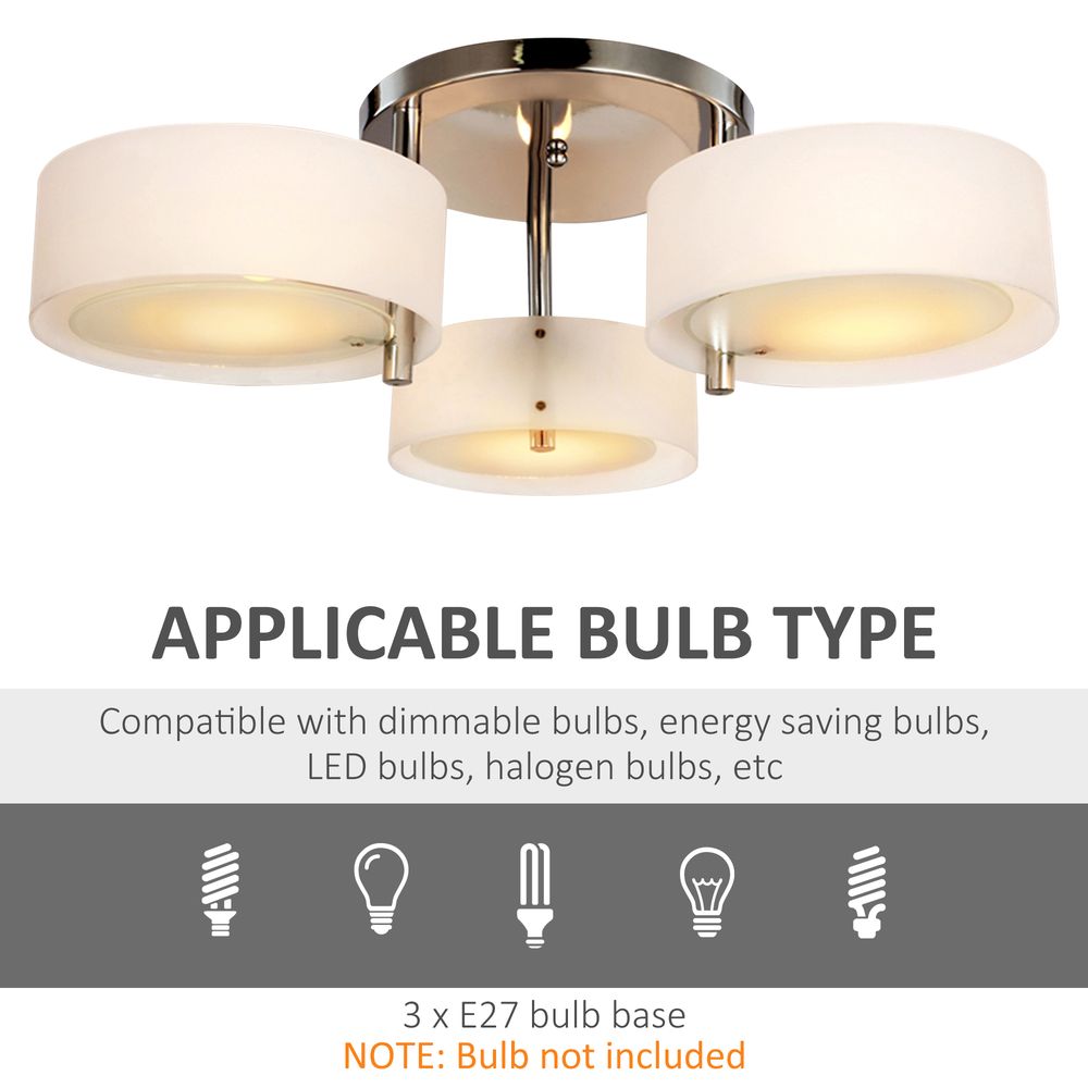 3 Lights Acrylic Lamp Light Indoor Pendant Chandelier Flush Mount