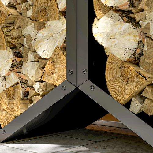 Outsunny Steel Firewood Log Rack Fireplace Log Holder for Indoor Outdoor