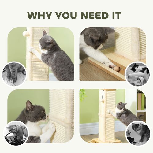 PawHut 67cm Cat Scratching Post 3 in 1 Cat Scratcher w/ Track Ball Toy