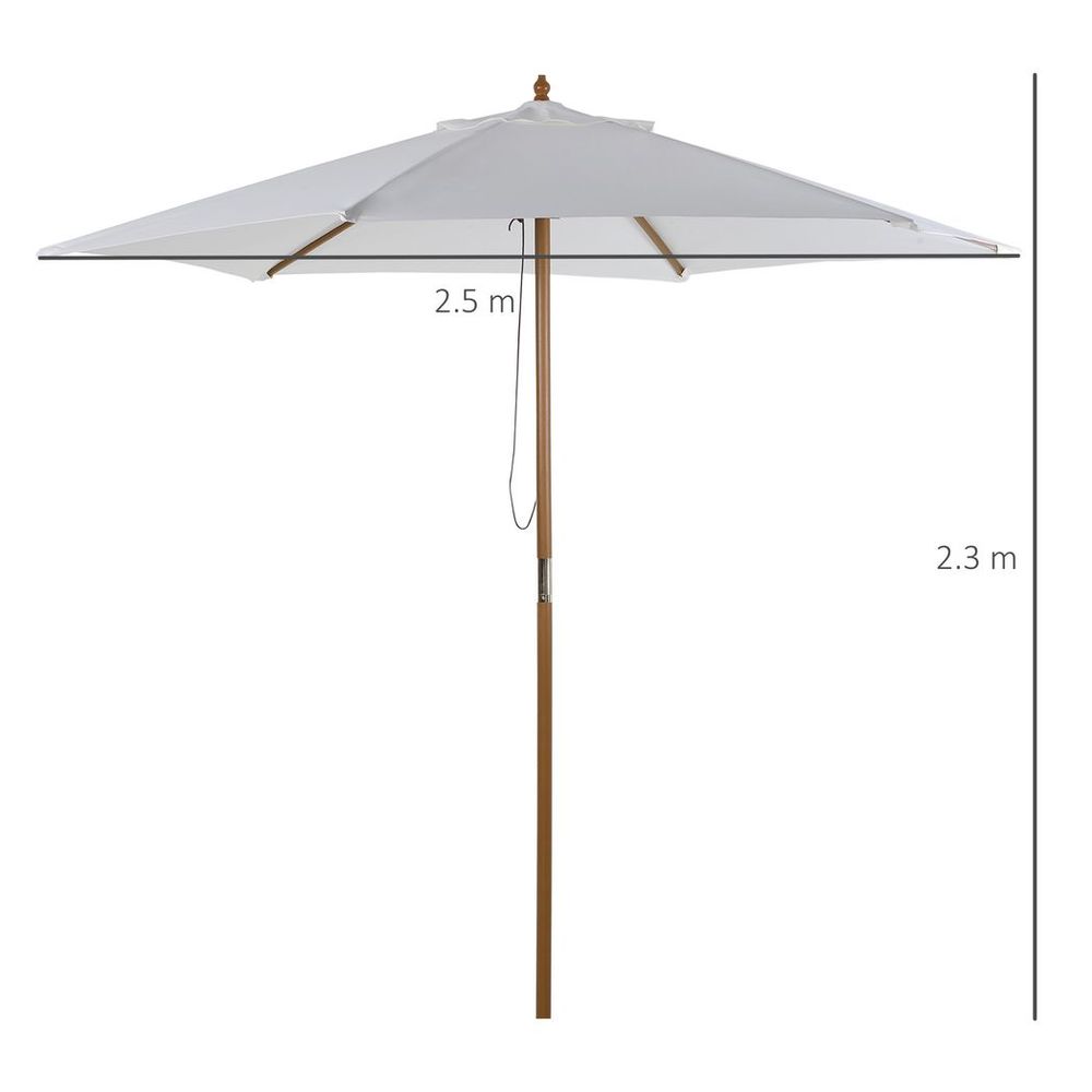Outsunny Wood Garden Parasol Umbrella: Sun Shade, Patio, Outdoor Canopy. High quality & durable materials. Beat rain, wind, & enjoy your oasis.