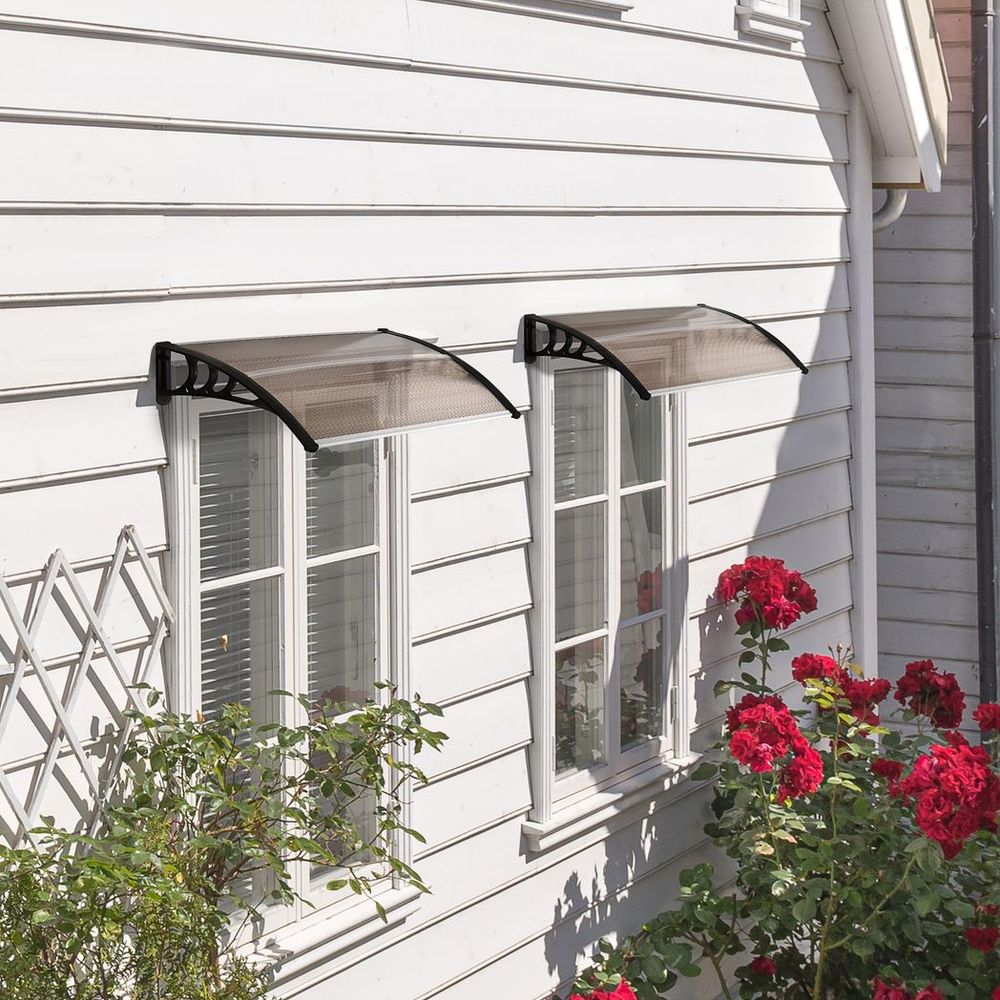 Outsunny Outdoor Window Door Canopy - UV & Water Resistant Awning - Brown