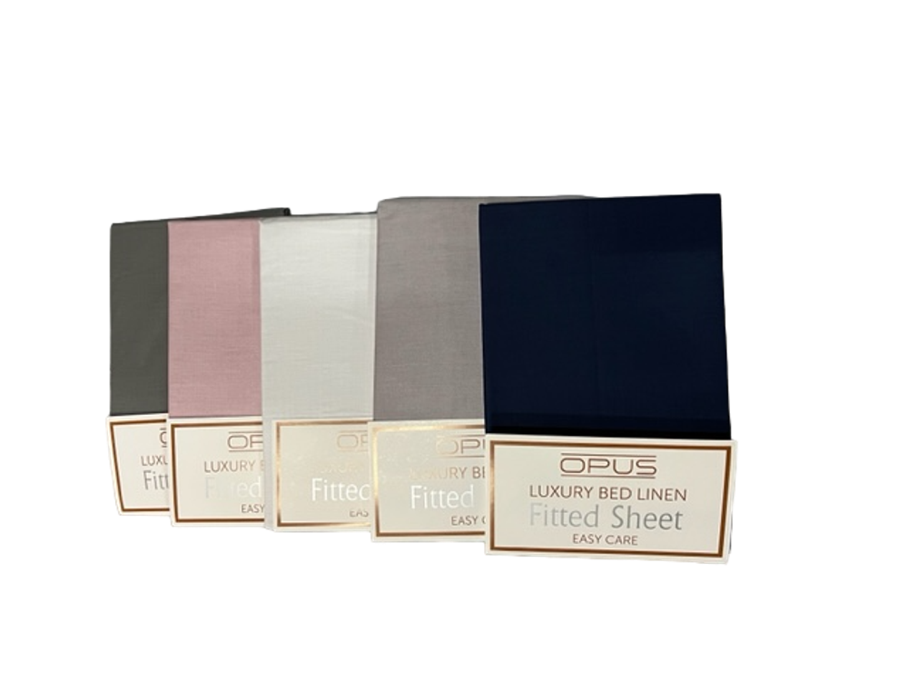 Opus Polycotton Bedding - Easy care, pink, silver, grey, navy, white, fitted & flat sheets, pillowcase pairs.