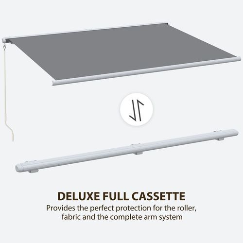 Outsunny 4x3m Full Cassette Electric Retractable Awning for Patio Door Window