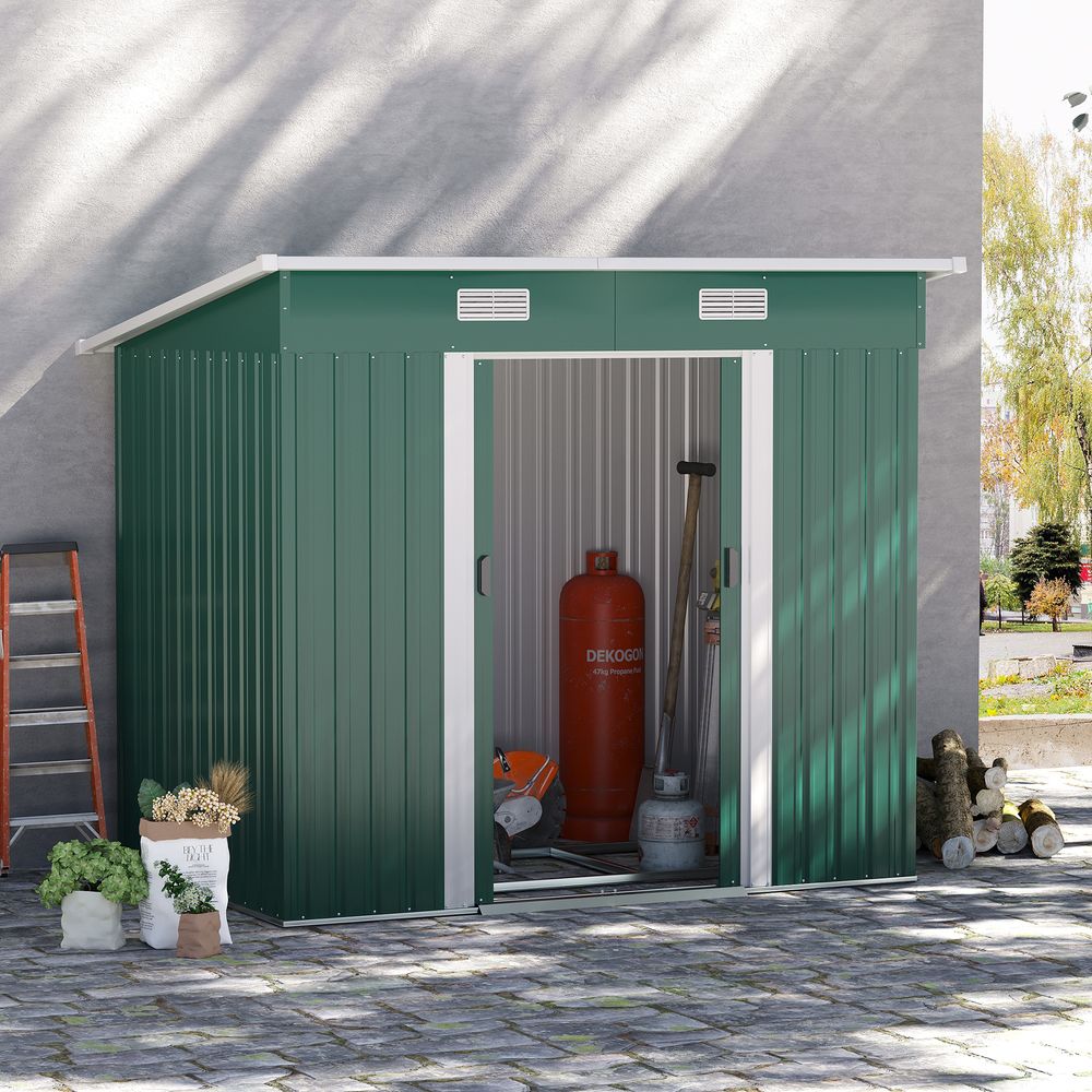 Premium 7x4ft Green Metal Storage Shed | Durable & Spacious | Perfect for Tools & Bikes