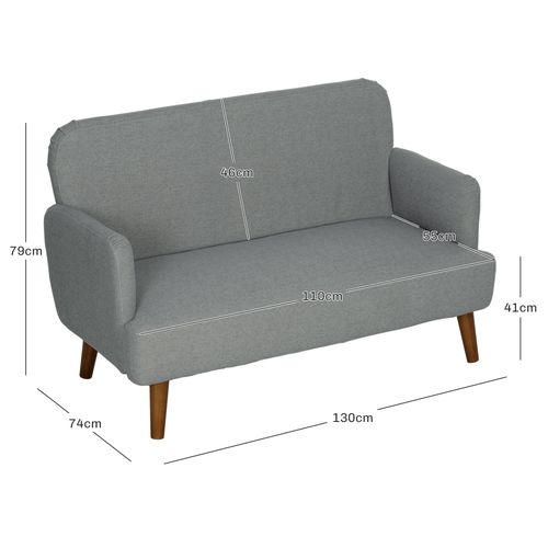 HOMCOM 2 Seater Sofa with 21cm Thick Padding and Wood Legs
