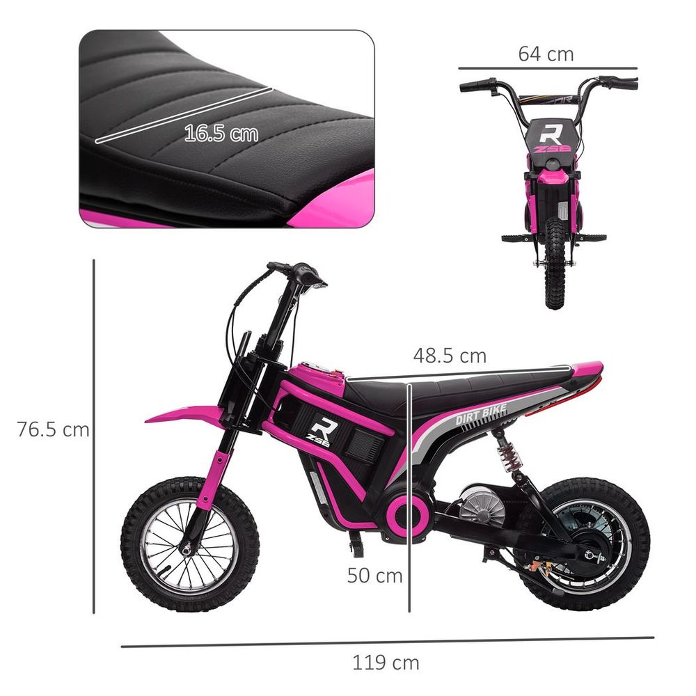 HOMCOM 24V Kids Electric Motorbike with Twist Grip Throttle, Music, Horn - Pink