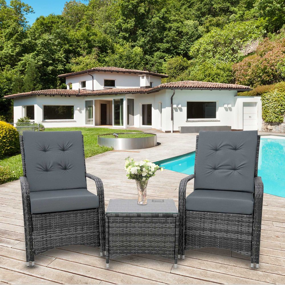 Premium Rattan Garden Furniture Set - 3 Pieces | Sofa Chair Table Bistro | High-Quality Wicker Weave | Stylish & Durable