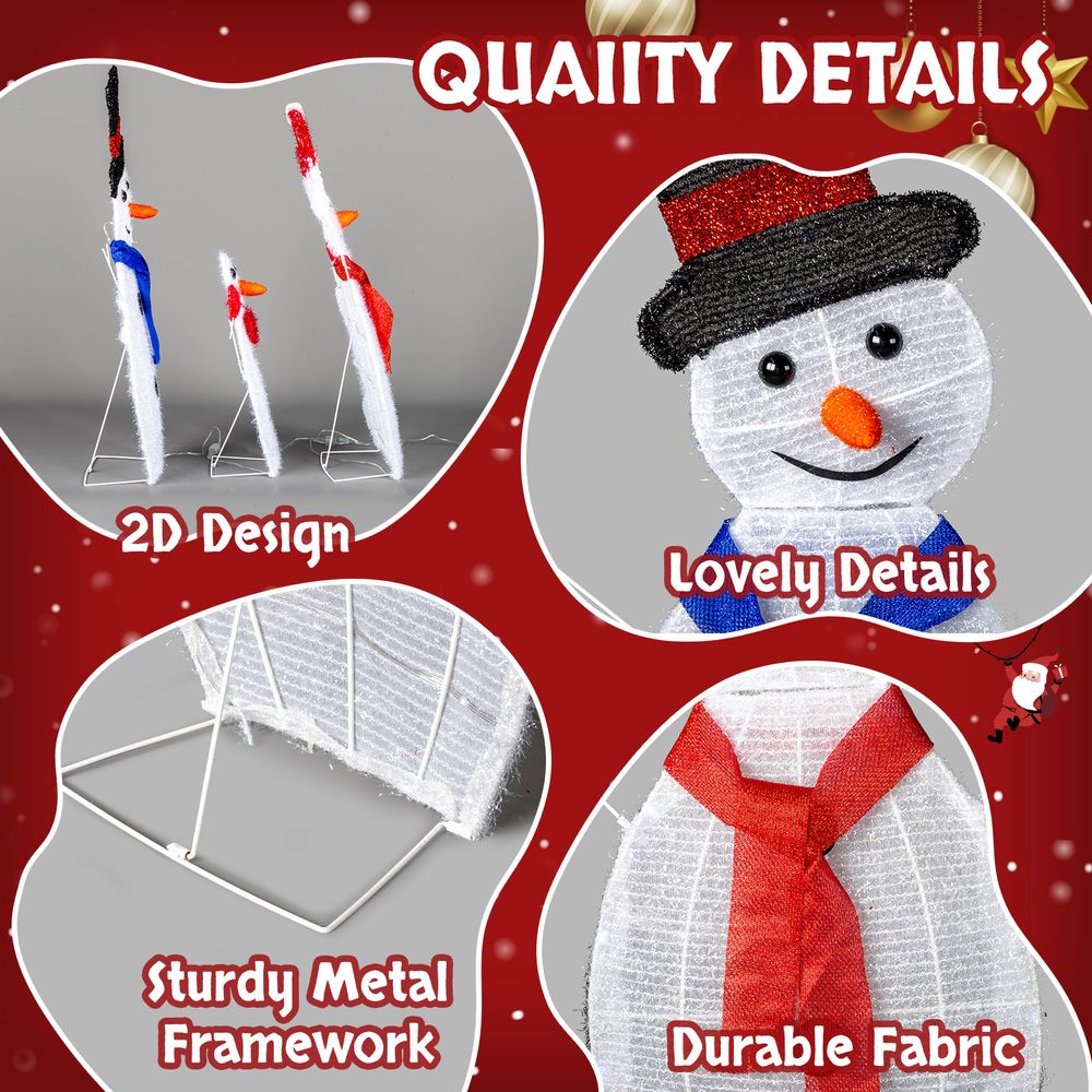 3pcs 30in-29in-17in Snowman Christmas Decoration 3x Snowmen