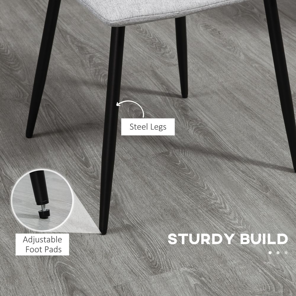 HOMCOM Modern Dining Chairs Set of 2 with Linen-touch Upholstery and Steel Legs
