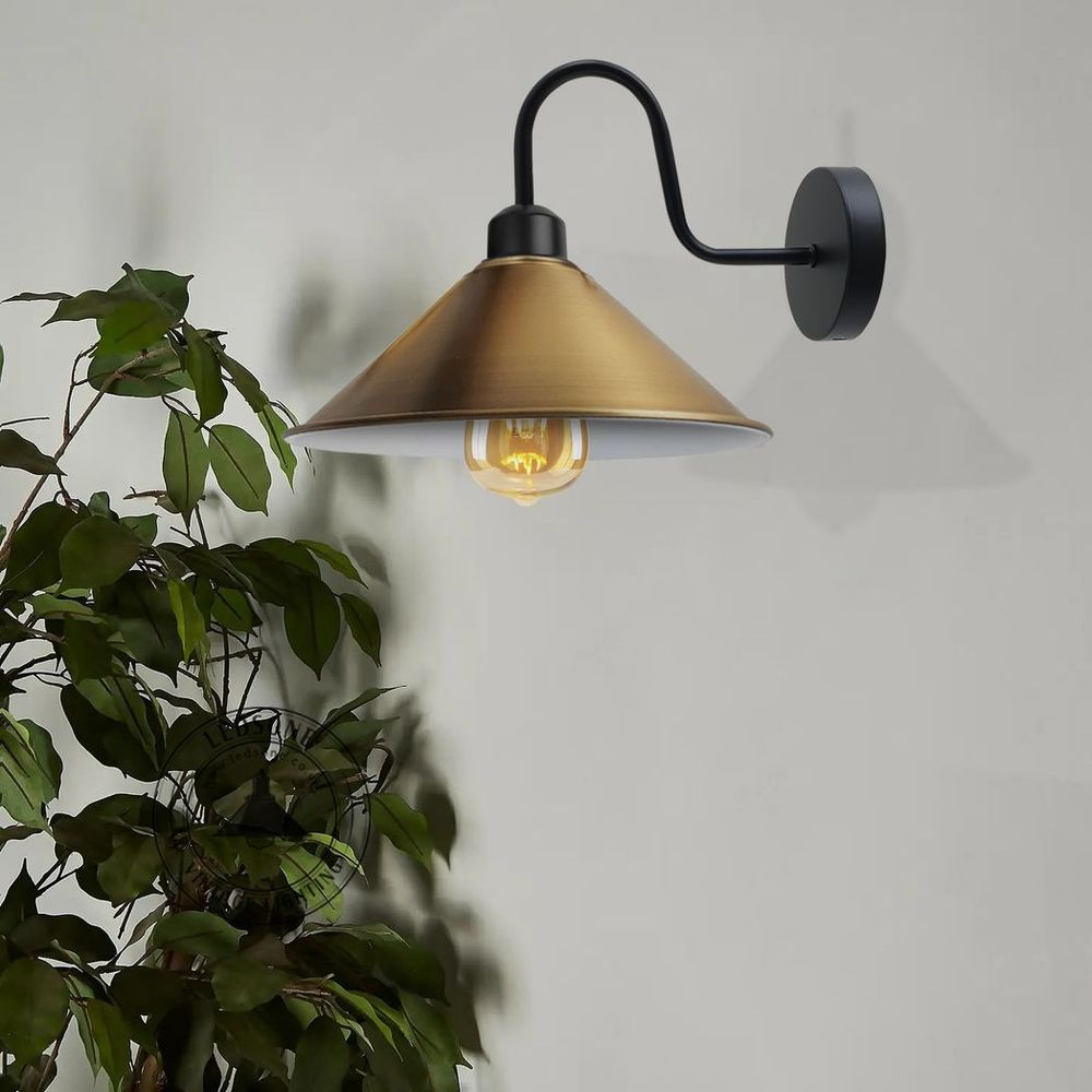 Vintage Yellow Brass Wall Light Fixture, Black Wall Sconce E27 Base - High Quality, Elegant Design - Perfect for Indoor Lighting