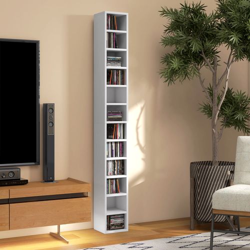 HOMCOM 204 CD Storage Tower Tall Bookcase Bookshelf with 12 Cubes