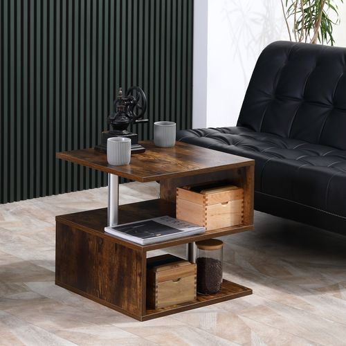 HOMCOM Coffee End Table Side TV Sofa Stand Living Room Office Furniture Brown