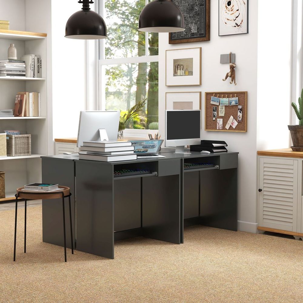 HOMCOM Compact Computer Table, Grey: Space-Saving, Durable, Stylish - Ideal for Study, Office, or Bedroom