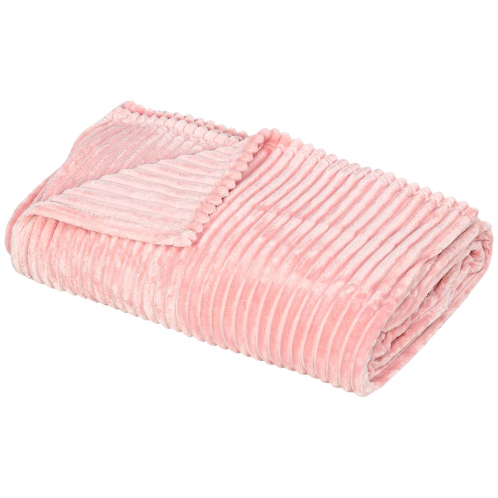 HOMCOM Flannel Fleece Blanket King Size Pink - Warm & Cozy 230 x 230cm - Soft & Versatile Throw for Bed, Sofa, or Outdoors - Machine Washable