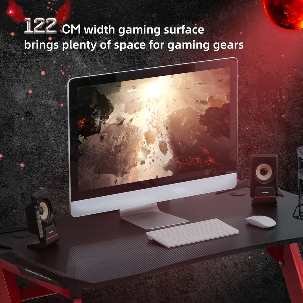 Ultimate Gaming Desk: Gamepad Holder, Cup Holder, Headphone Hook - Home Office