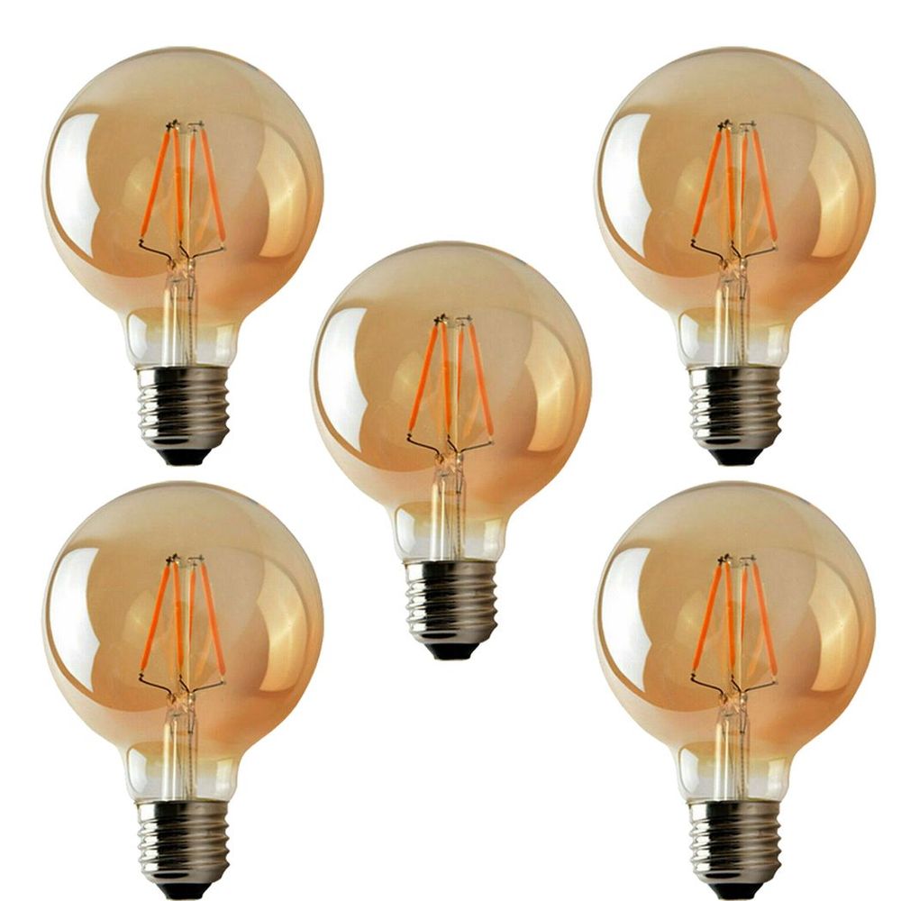 5 Pack E27 LED Edison Dimmable Vintage Amber Glass Warm white 2700K Light Bulbs