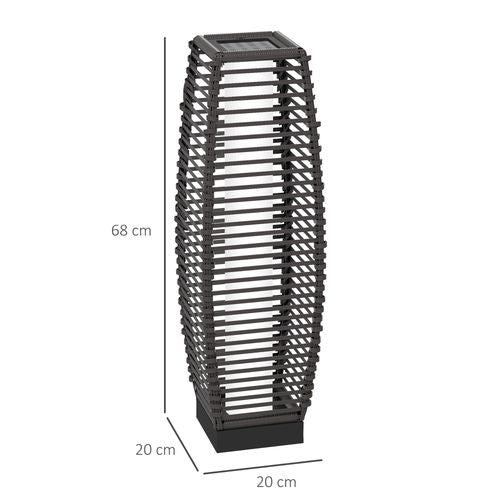 Outsunny Rattan Solar Floor Lamp with Auto On/Off LED Light for Porch Yard Grey